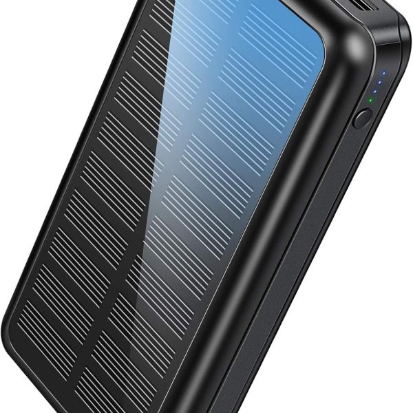 Portable Charger, Solar Power Bank 30000mAh with 2 USB 5V 2.1A Outputs, Compact External Battery Pack for Cell Phone Tablet Charging, Outdoor Camping, Vacation
